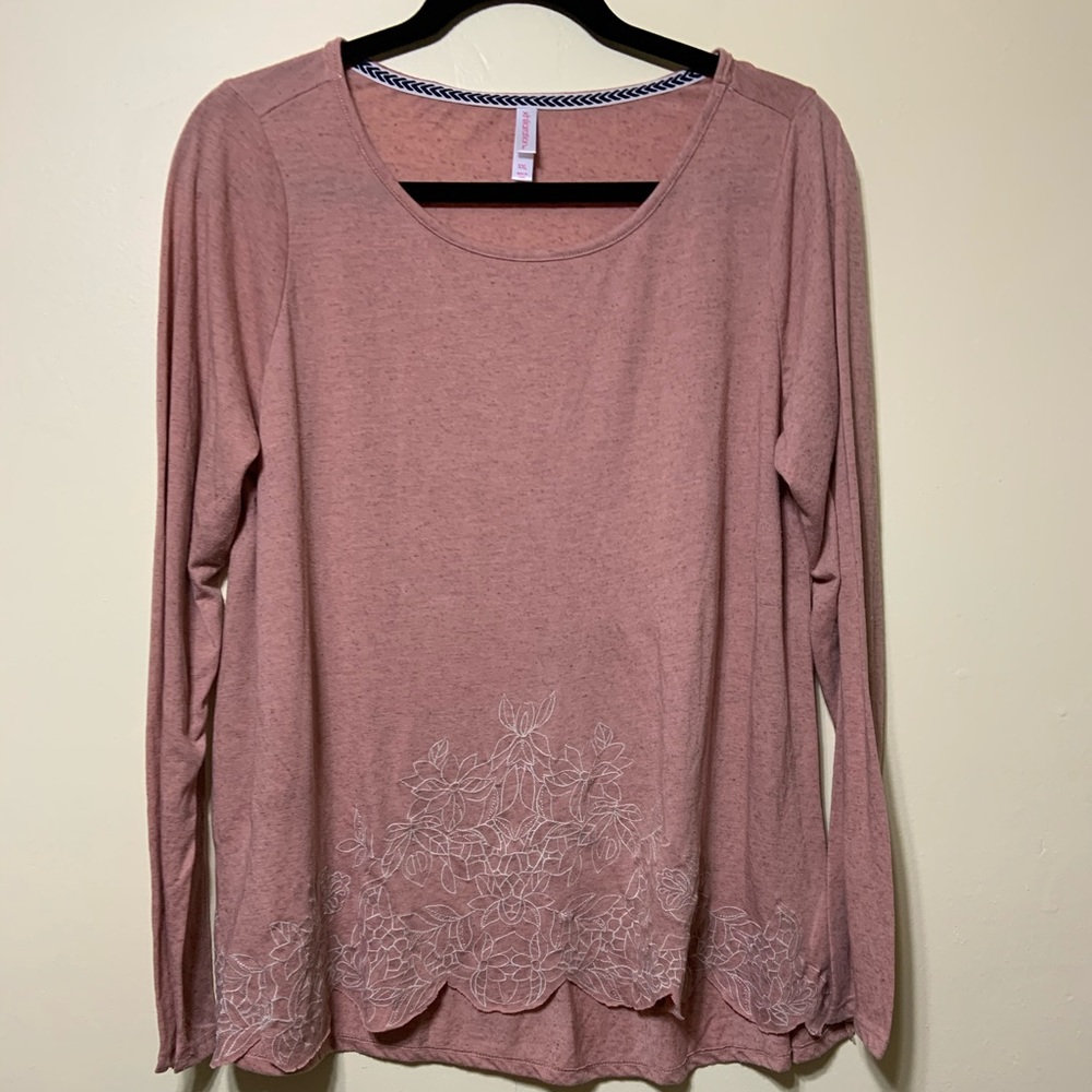 XXL coral round neck long sleeve top